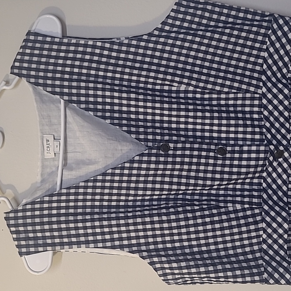 J. Crew Navy and White Gingham Midi Dress - Picture 3 of 16